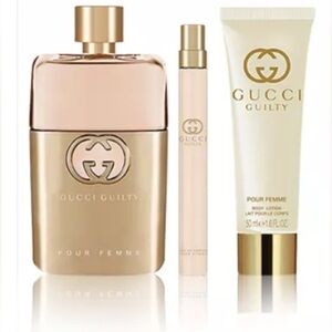 Gucci Guilty Pour Femme Gold and Cream Trio
